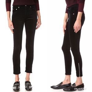 Rag & Bone Black Velvet Ankle Zipper Capri Sz 24‎